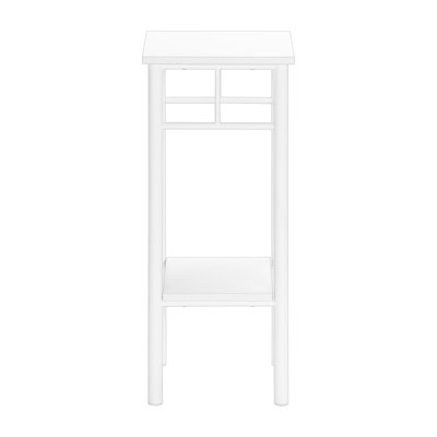 Modern White Accent Table with Storage Shelves - 2-Tier Square Side Table for Living Room, Bedroom End Table & Plant Stand