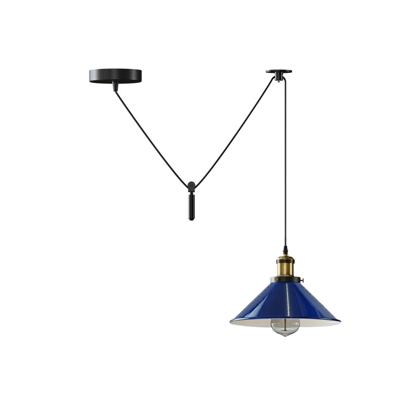 Anahla 1-Light Modern Industrial  Cone Pendant – Adjustable Ceiling Fixture for Contemporary Spaces, Yes, Navy Blue