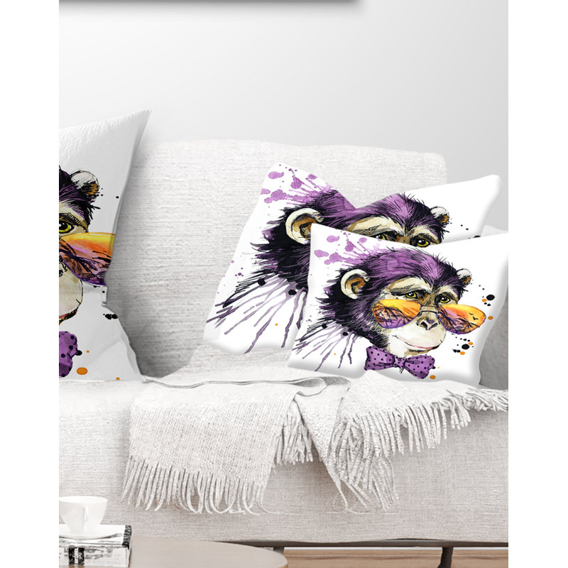 Coussin Cool Monkey - imprimé animal, 12 po x 20 po, Rectangulaire