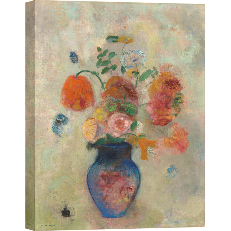 Large Vase With Flowers by Odilon Redon - Wrapped Canvas Painting, 100cm H x 70cm W x 4cm D