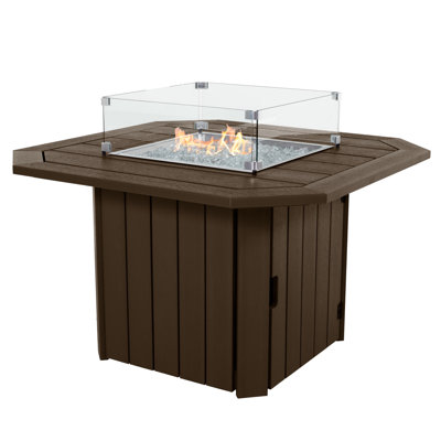 Table de foyer d'extérieur en polyrésine au propane avec couvercle Strella H 24 po x l 40 po