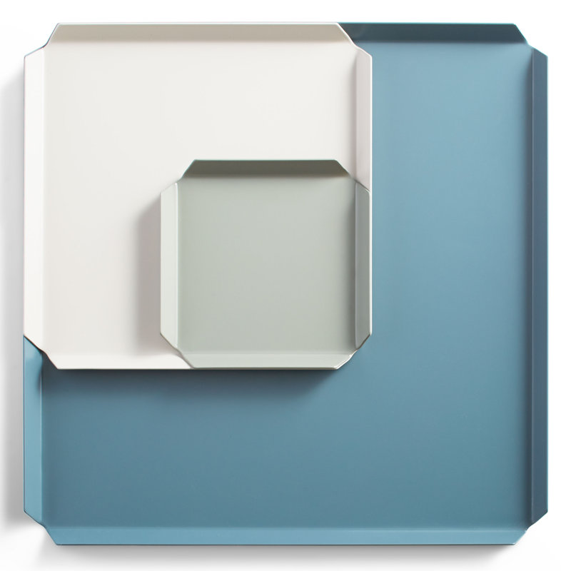 Square Decorative Tray, Blue/White/Green