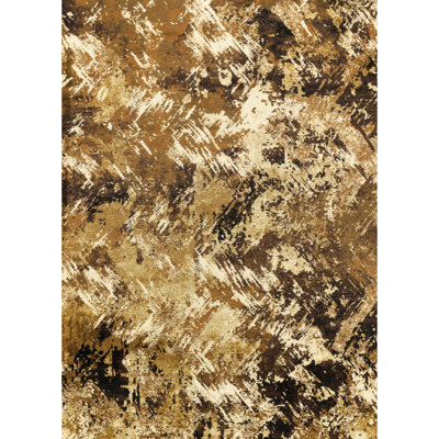 Tapis multicolore abstrait de 7 pi 10 po X 3 po avec camouflage - motifs de tons terreux inspirés pour une maison élégante inspirée du décor moderne