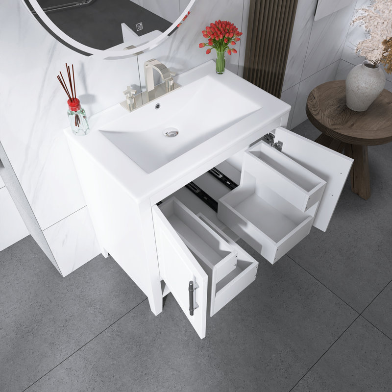 Meuble-lavabo sur pied 30 po avec lavabo en céramique