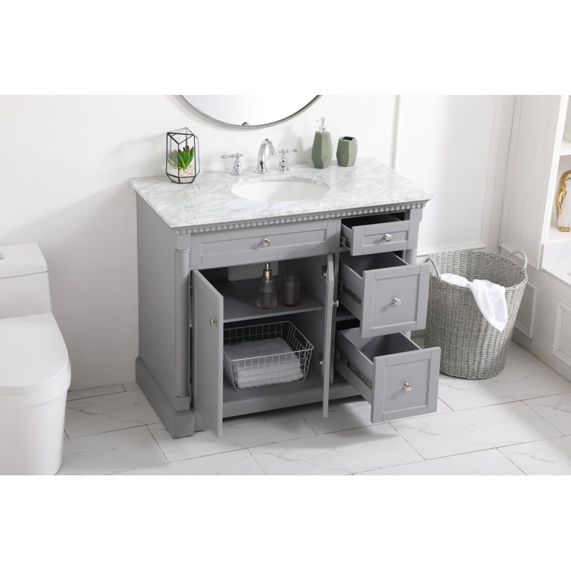 42'' Single Bathroom Vanity with Marble Top, Gray