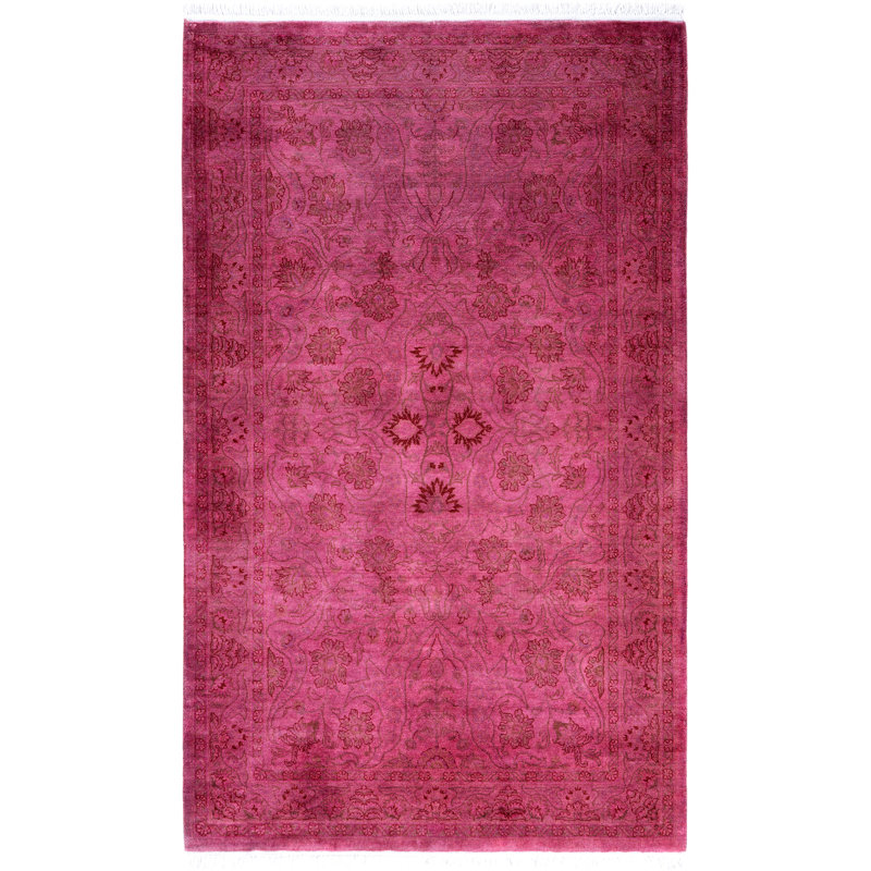 Overdyed Hand-Knotted Wool Modern-Contemporary Pink Area Rug 3' 1" x 5' 1"