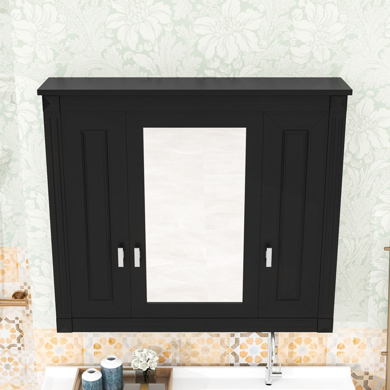 Armoire à pharmacie moderne avec miroir et tablettes réglables Modern, Noir