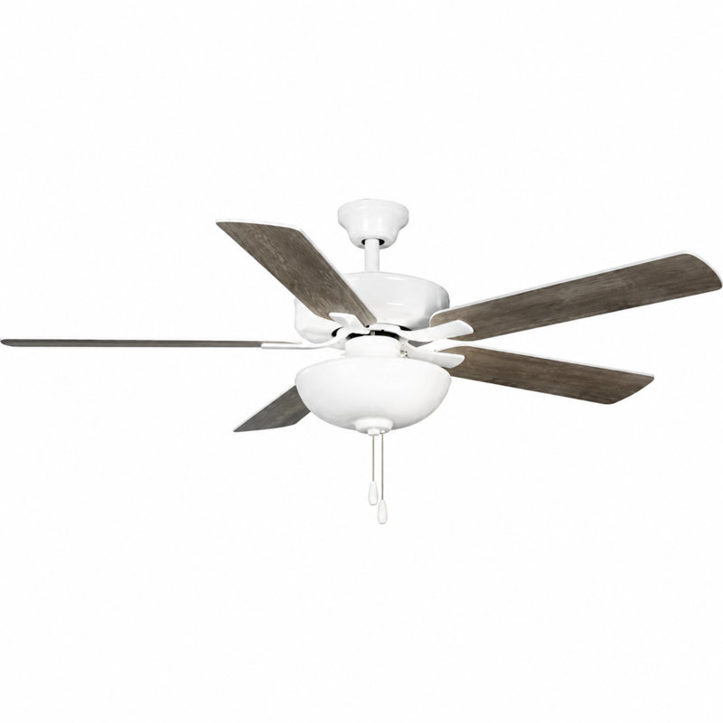 Airpro 52 In. Indoor White Transitional Ceiling Fan With Antique Wood Finish Blades, White