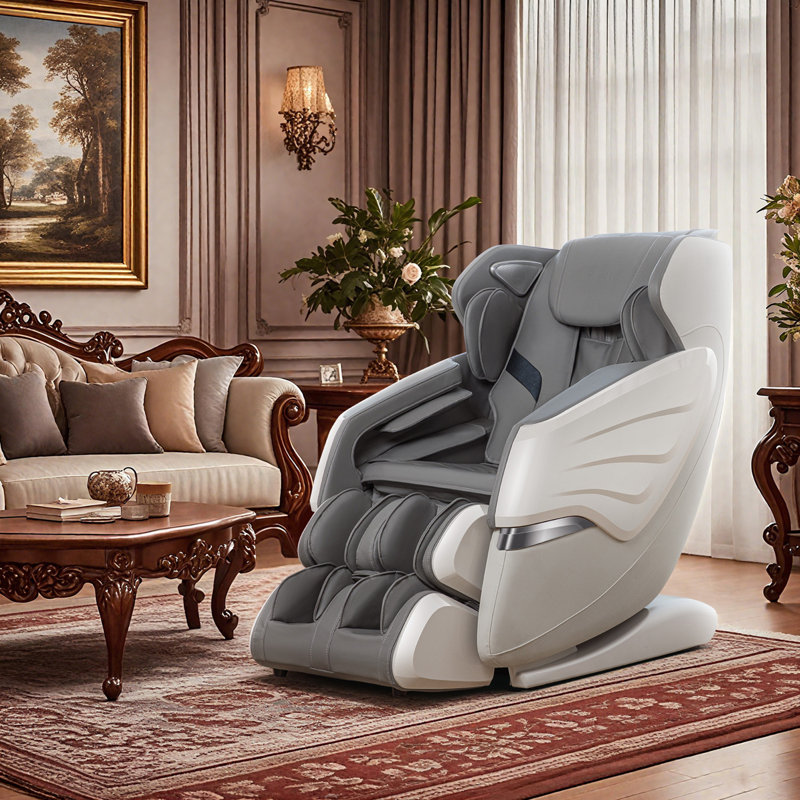Faux Leather Heated Massage Chair, Black