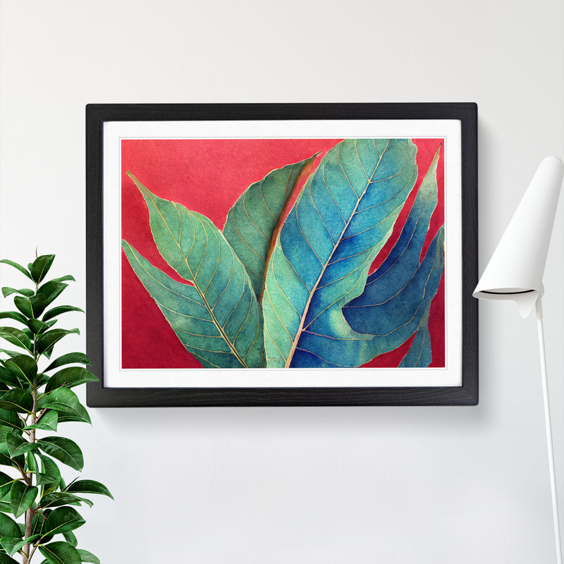 Majestic Leaf - Single Picture Frame Print, Black, 34cm H x 46cm W x 2cm D