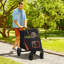 Poussette pliable en 1 clic pour chiens de taille moyenne à grande, option de rangement, amortissement des chocs, fenêtre en filet, corde, chien noir qui se promène pliable, compartiment, absorbeurs, sangle,
