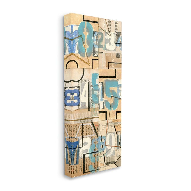 «Abstract Textbook Cutout Collage Bolded Numéros» par Nikki Galapon - impression, Toile tendue, H 24 po x l 10 po