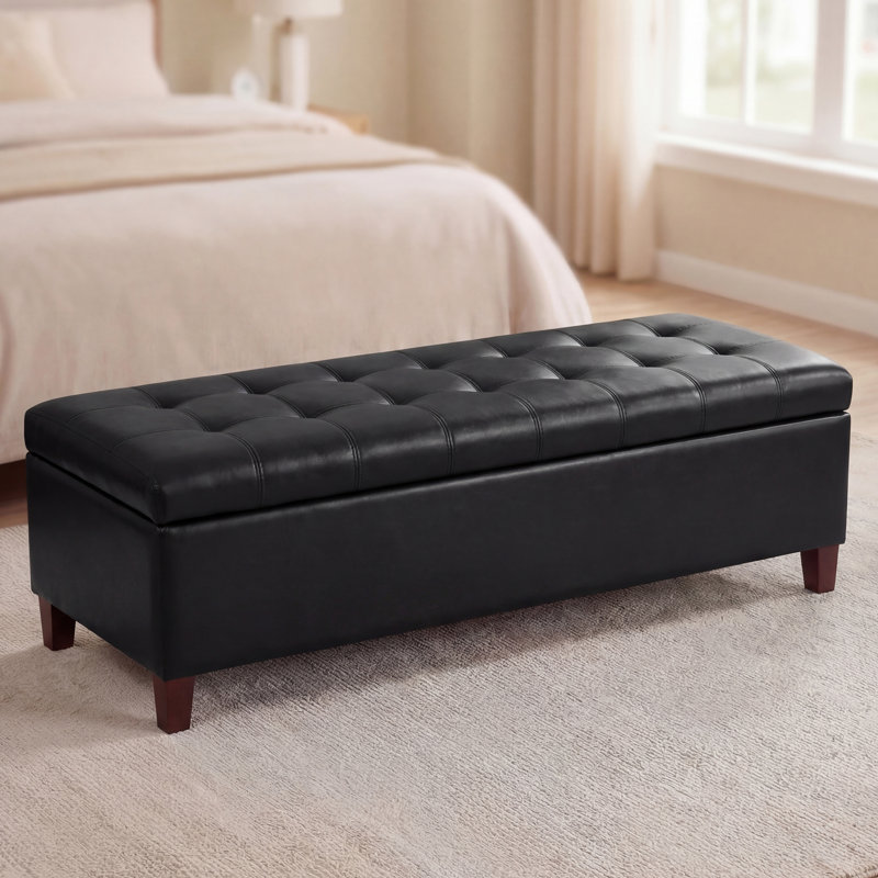 Banc de rangement en simili cuir Loggins, Noir