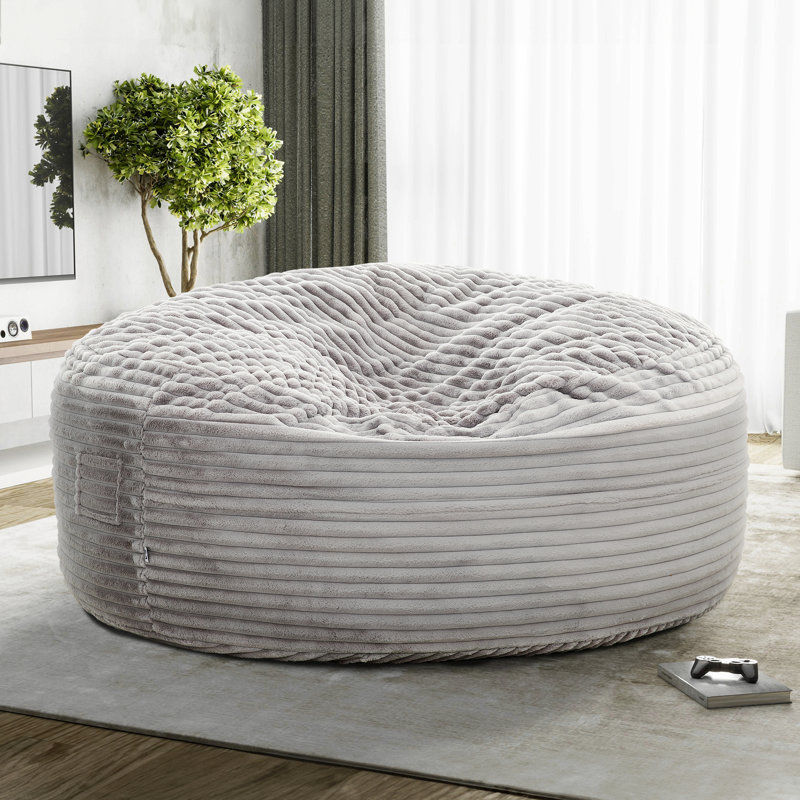 Fauteuil à billes surdimensionné en mousse viscoélastique, gris clair