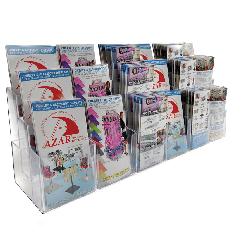 Clear Acrylic Three-Tier 18-Pocket Brochure Holder
