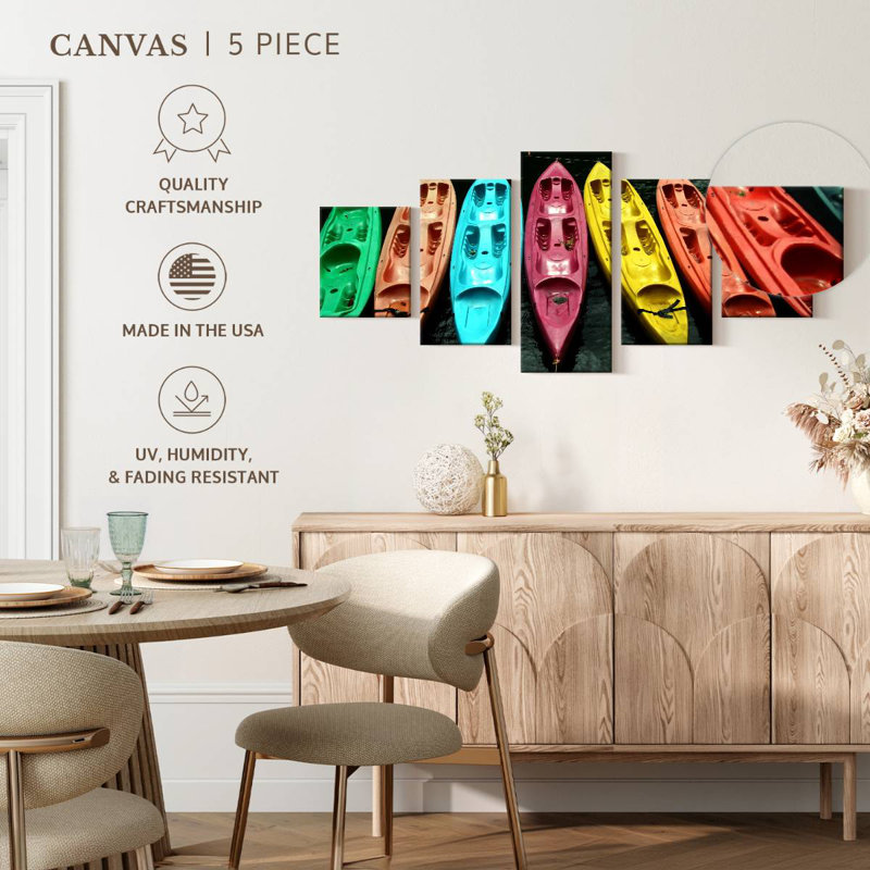 Kayaks en couleurs, H 36 po x l 80 po