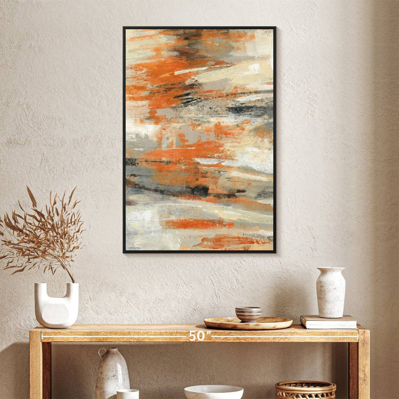 Golden Dust Orange II, 25 po x 37 po, Cadre flottant noir