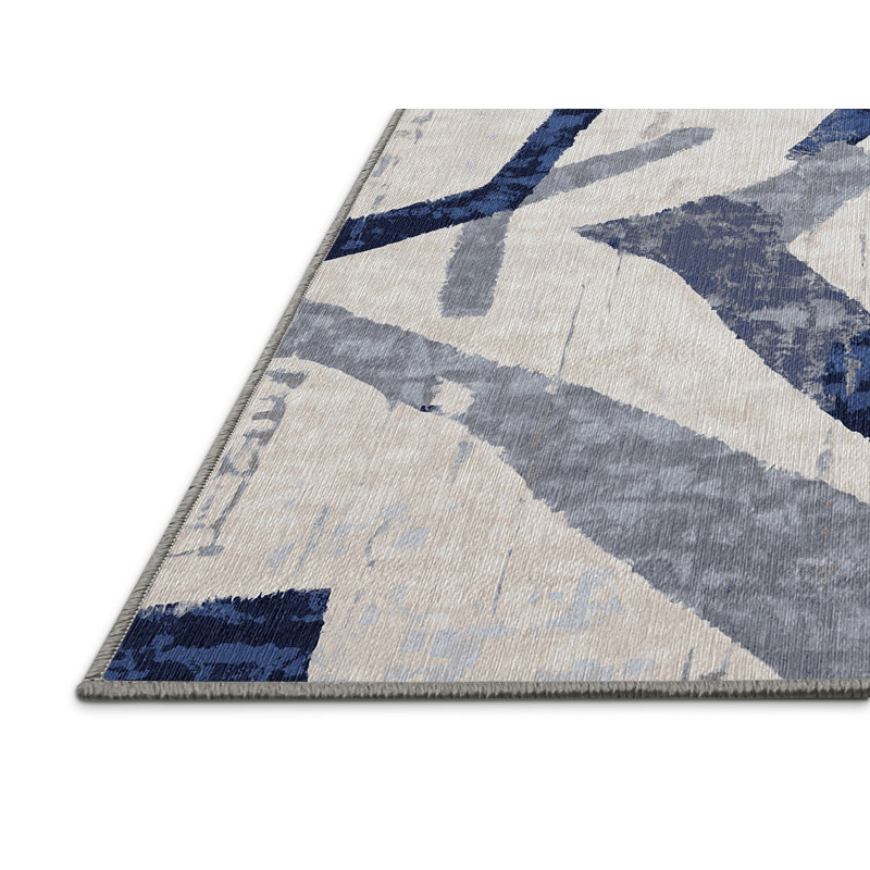 Machine Washable Gray Area Rug, Rectangle 5' x 8'