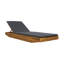 Chaise longue en bois d'acacia avec coussin mince 2 fois-1733378370