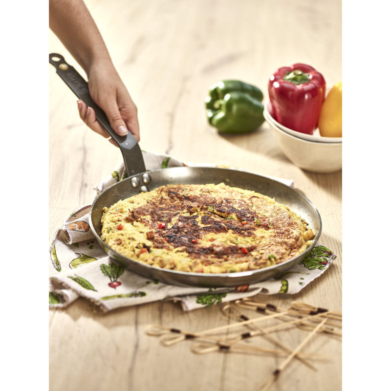 De Buyer 5611.24 Mineral B Round Carbon Steel Omelette Pan, Nonstick, 9.5"