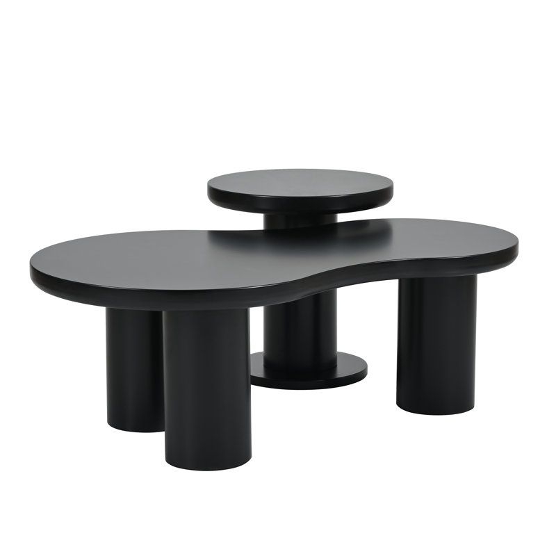 Ensemble de 2 tables basses gigognes faciles à assembler, Noir