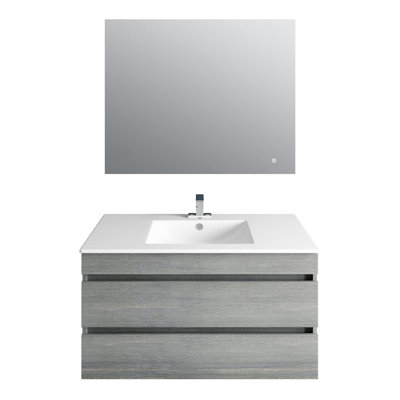 Achiles 36" Wall-Mounted Single Bathroom Vanity Set with Mirror