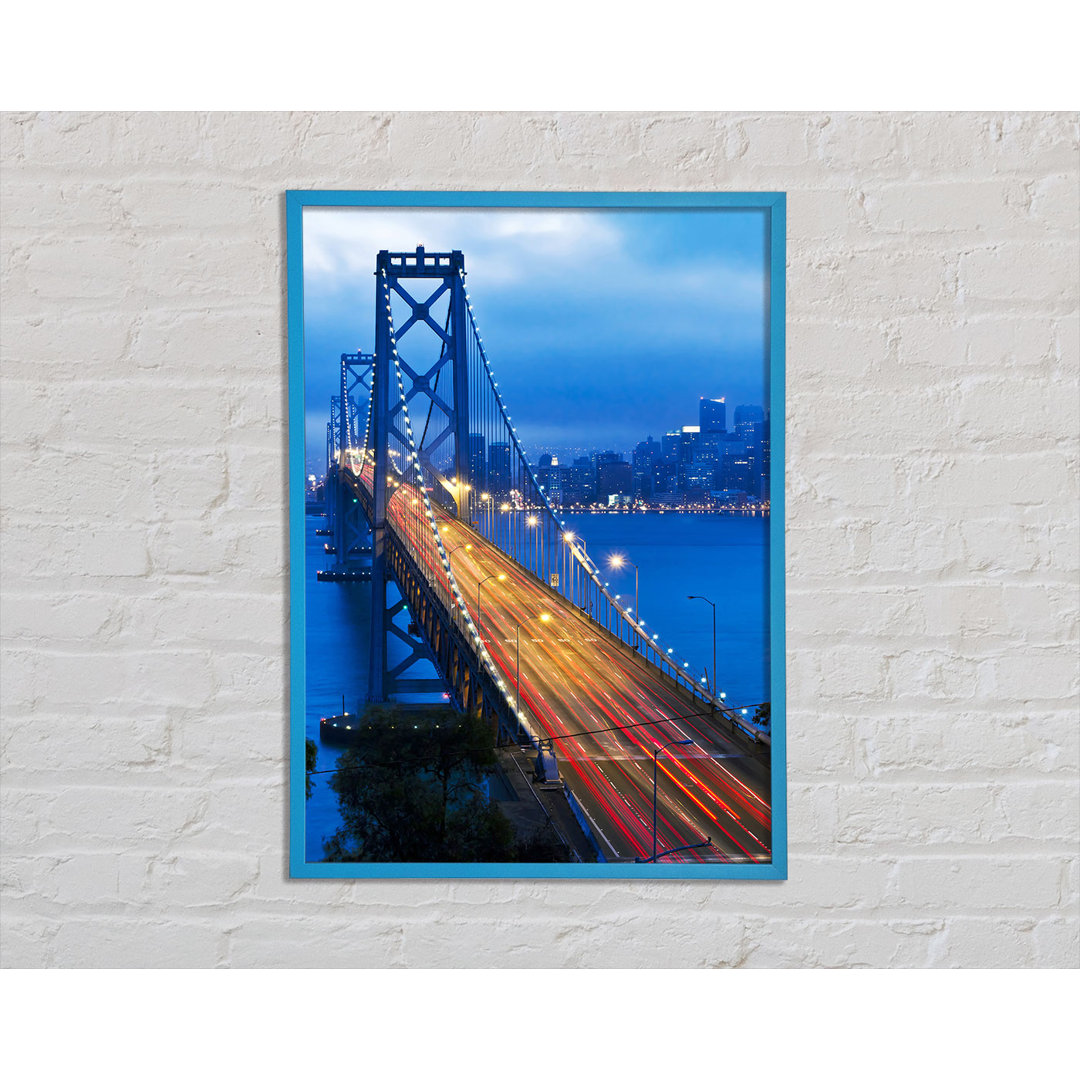 Gerahmtes Leinwandbild Golden Gate Bridge in Blau