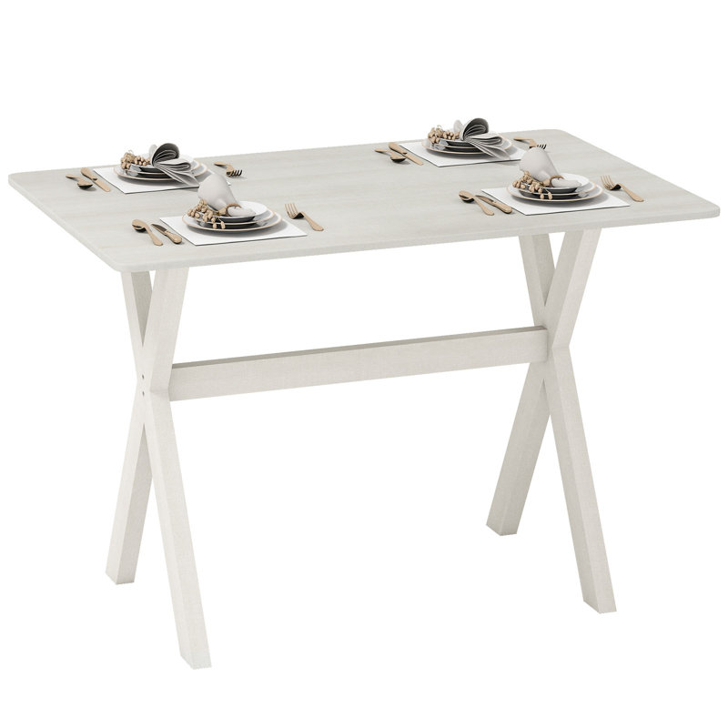 Solid Wood Base Dining Table, White