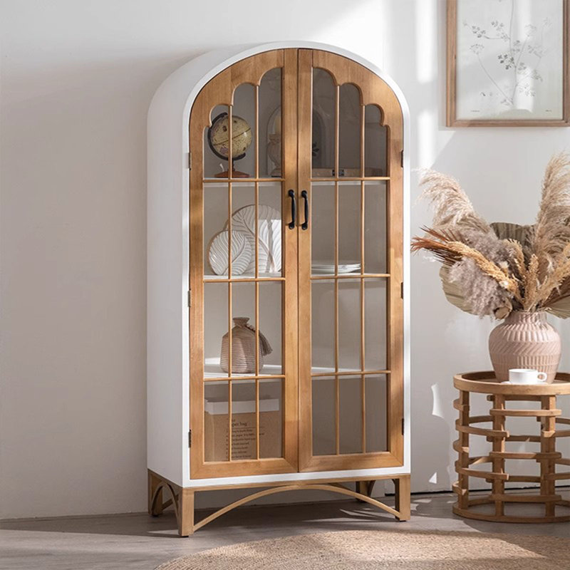 Vitrines en bois massif beige et Burlywood