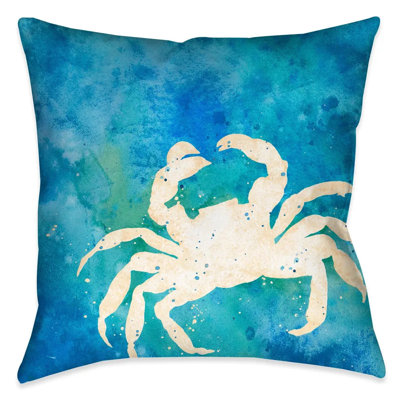 Blue Crab Splash Outdoor Decorative Pillow