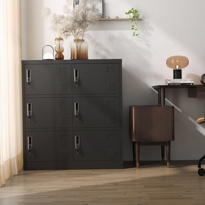 6-Door Employee Storage Locker, Metal Lockers For Office, Gym, School, And Homewith Card Slot