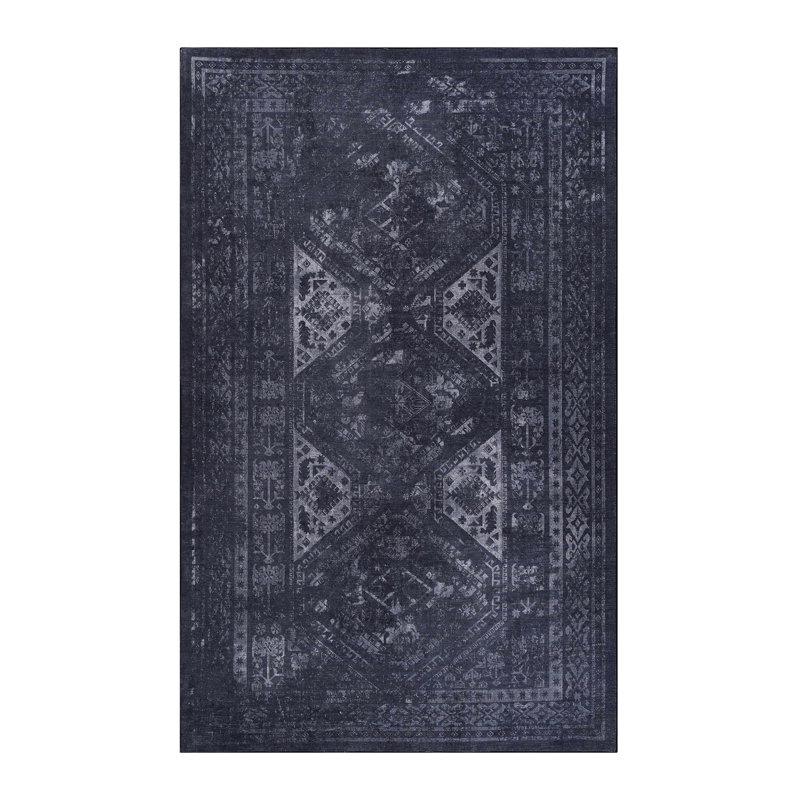 Tapis noir lavable 2 pi x 3 pi (noir + gris, 2 pi x 3 pi), Rectangulaire 3 pi x 2 pi