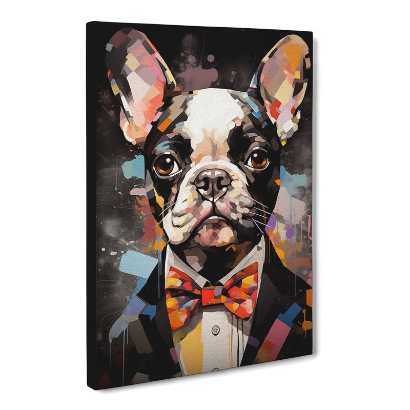 French Bulldog Dadaism Art - Wrapped Canvas, 60cm H x 40cm W x 3cm D