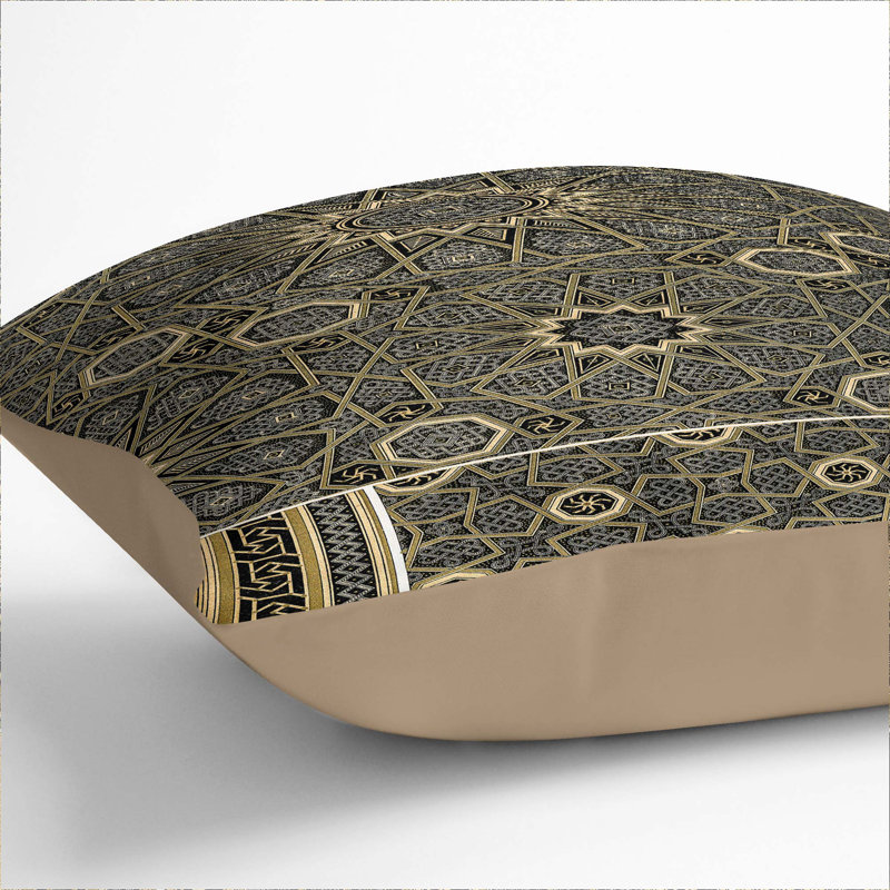 Geometric Square Throw Cushion, Stone, 55cm H x 55cm W x 20cm D