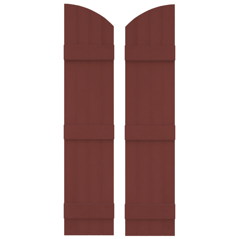 Builders Edge, paire de volets standard à quatre planches jointes avec arche, planche-n-lattes, Rouge Bourgogne, 61 po
