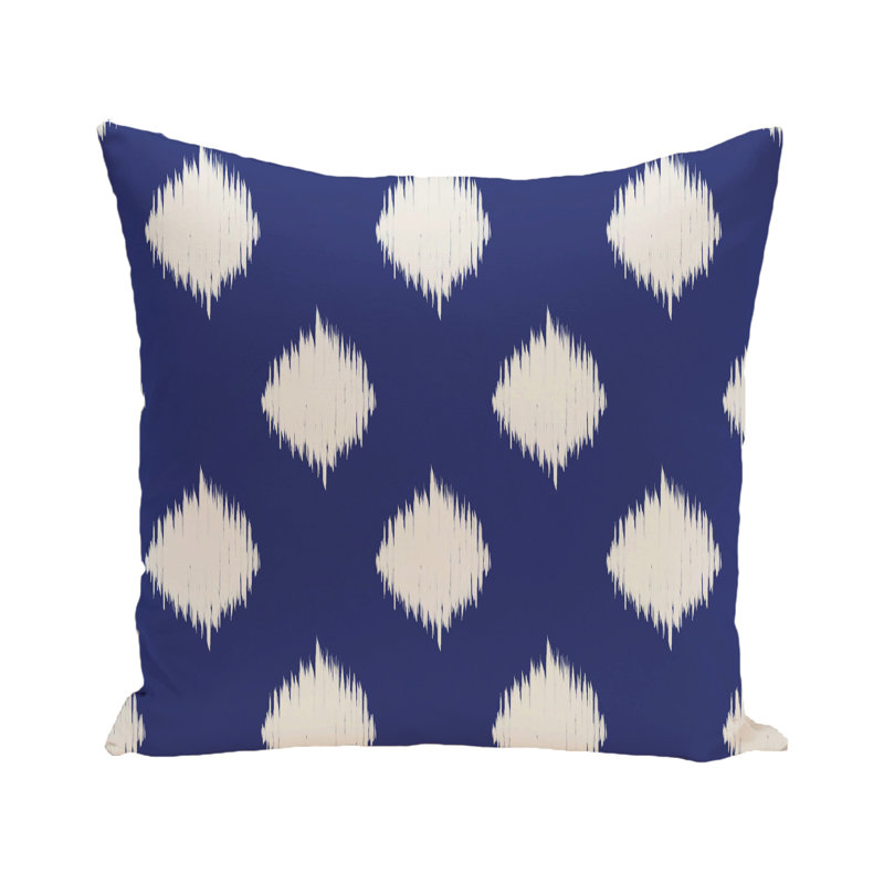 Housse de coussin d'extérieur carré / rectangulaire Ikat Dot, 20 po x 20 po, Suède bleu