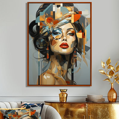 Glam Harmonious Cubist Woman Portrait I - Fashion Canvas Print