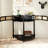 Unique Half Moon Design End Table With Sliding Rattan Door,Elegant Semi-Circle Entryway