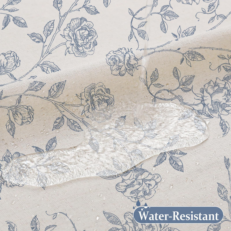 Rideau de douche vintage de style ferme à motifs floraux en polycoton, 183 cm x 183 cm, bleu