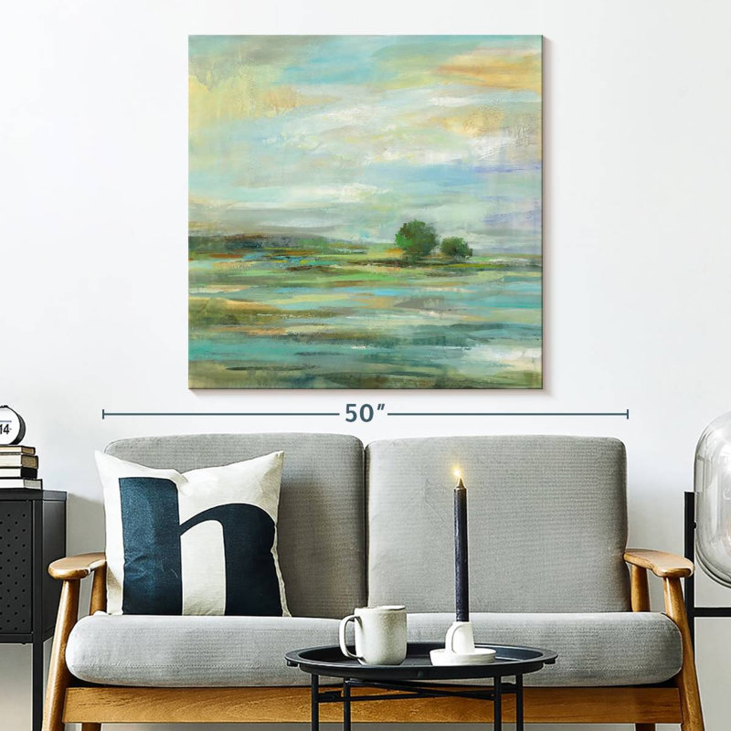 Paysage de sérénité printanière, H 33 po x l 33 po