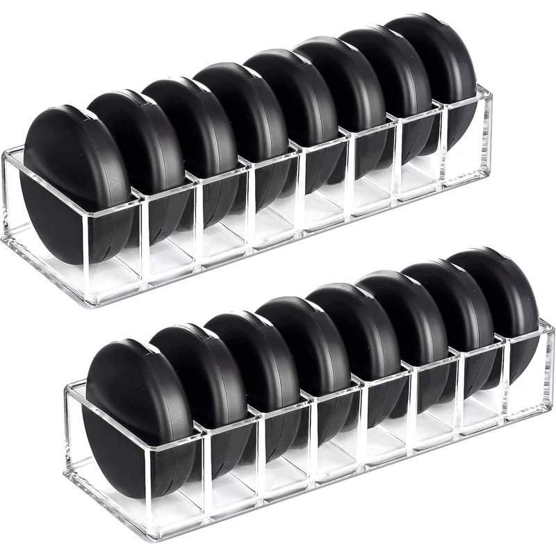 Ensemble de 2 boîtes de rangement compactes en acrylique transparent pour maquillage, 8 espaces de rangement