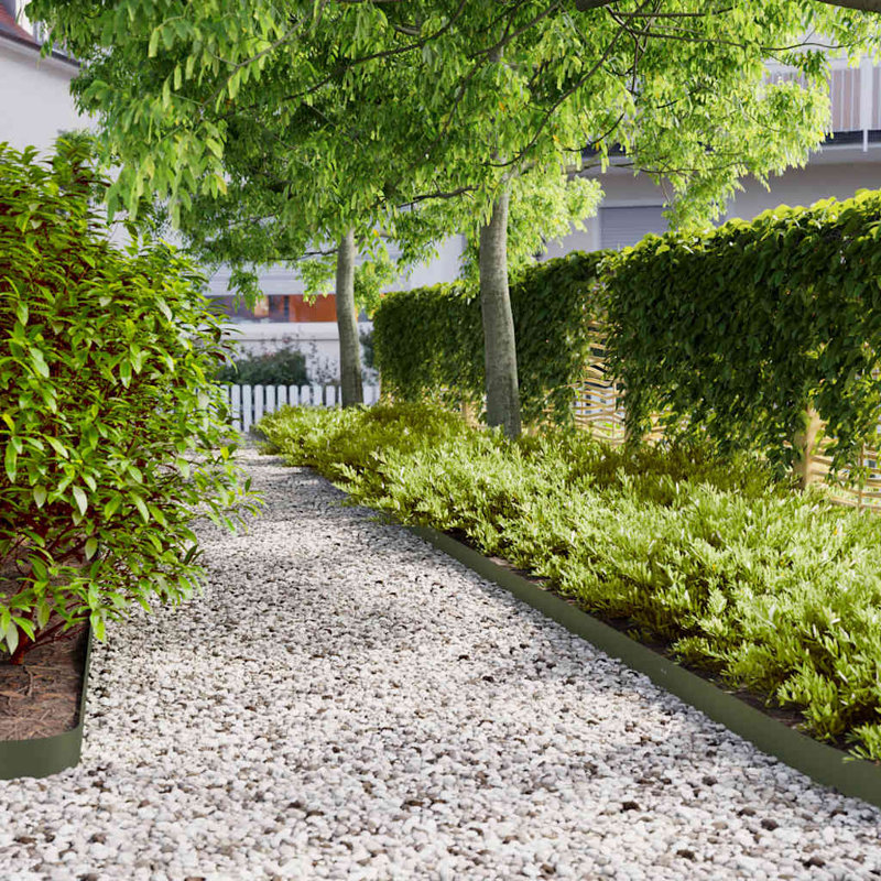 Lawn Edgings 10 Pcs Cold-Rolled Steel, Olive Green, 10cm H x 103cm W x 0.05cm D