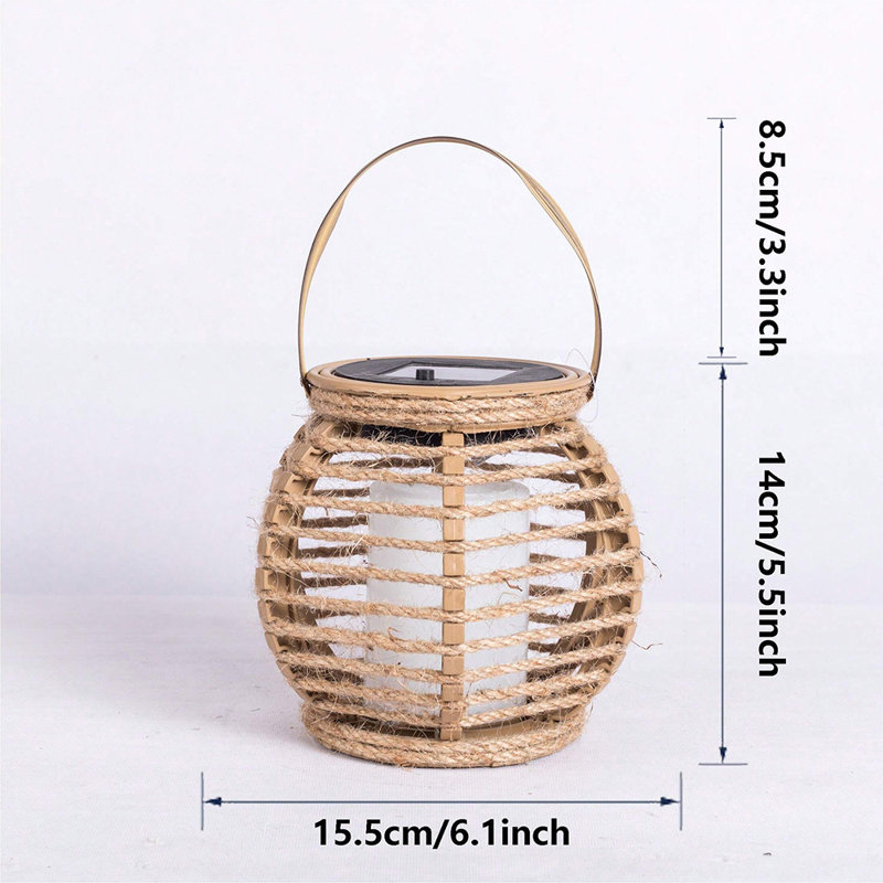 2-Pack Solar Lanterns for Outdoor Use – Hemp Rope LED Garden Lights, Durable & Waterproof, Hanging Lantern Perfect for Table, Patio and Pathway Lighting(5.5 inch