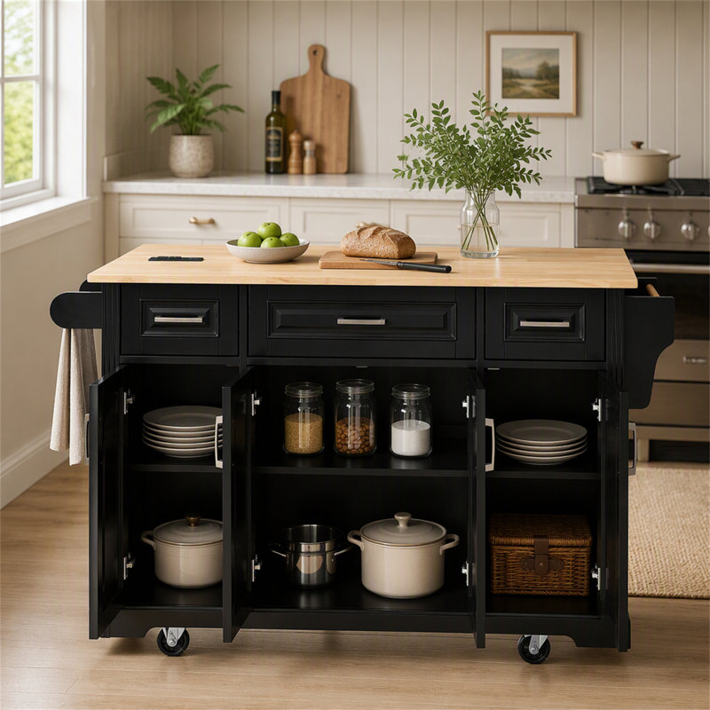 47.2 " W Kitchen Cart, Black