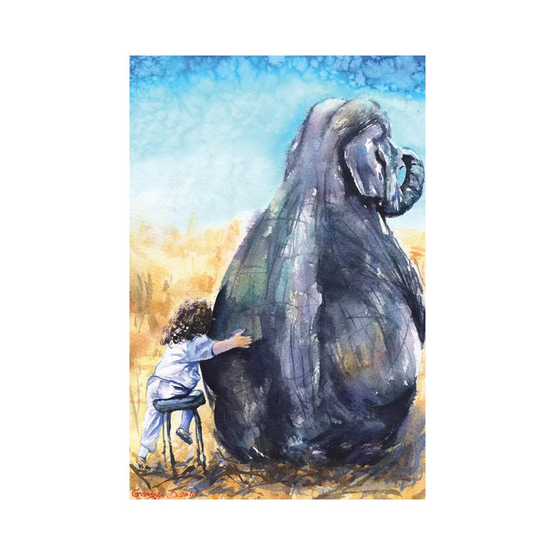 Child With Elephant by George Dyachenko - Wrapped Canvas Gallery-Wrapped Canvas Giclée, 66.04 cm H x 45.72 cm W x 1.91 cm D
