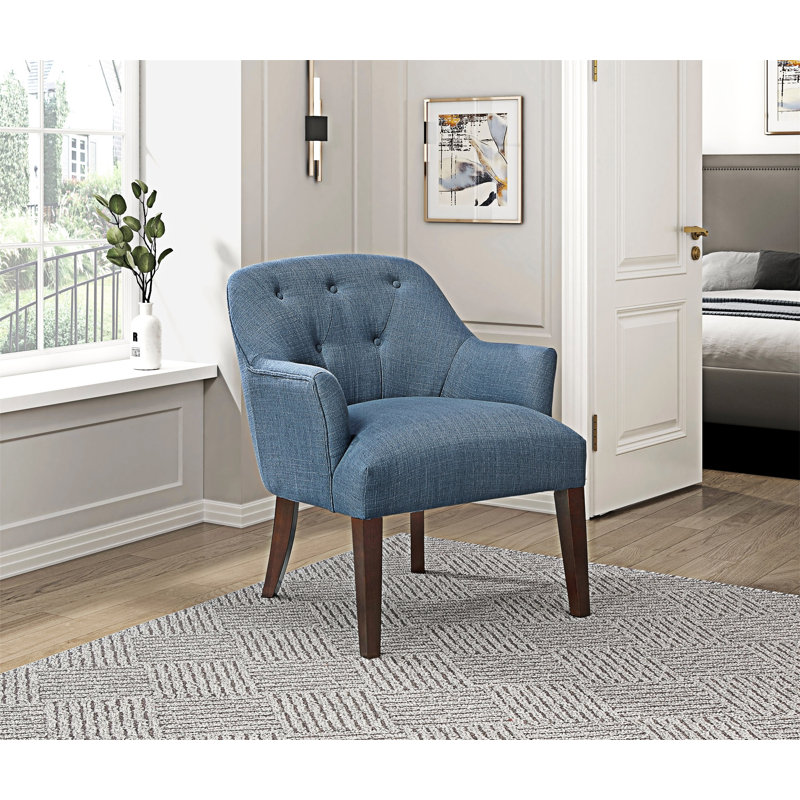Fauteuil d'appoint rembourré et capitonné, Bleu