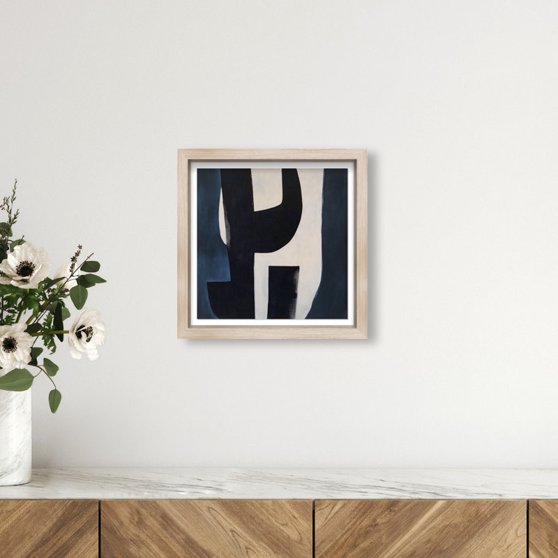 Contours of Silence I Shadowbox Abstract Print by Oliver Gal, Black Frame, 12 x 12, 13.5"H x 13.5"W, Natural Oak Frame