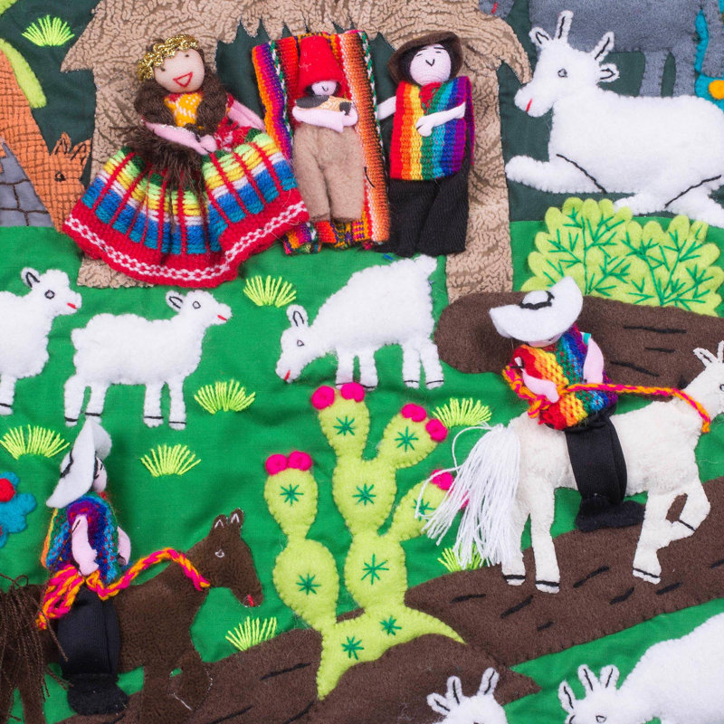 Suspension murale pérou crèche arpillera