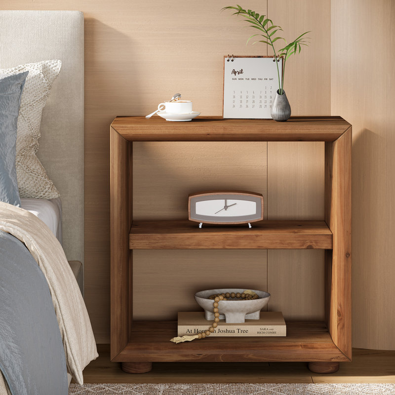 Solid Wood End Table, 3-Tier Side Table