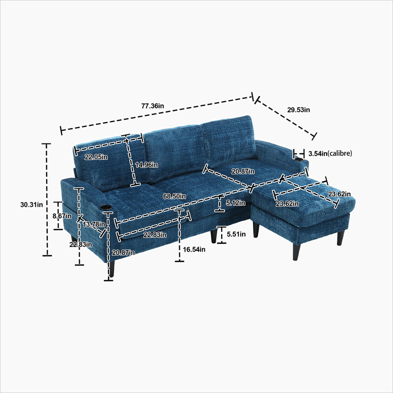 Canapé de rangement / Canapé modulaire, Polyester sarcelle
